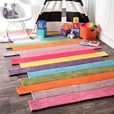 فرش بچه گانه nuLOOM Pantone Colorful Stripes ، 7 "6" x 9 "6" ، چندتایی