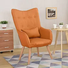 صندلی وان حمام پارچه ای پارچه ای دکمه ای Warmiehomy صندلی صندلی مخصوص اتاق خواب اتاق پذیرایی اتاق پذیرایی اتاق نشیمن (نارنجی)