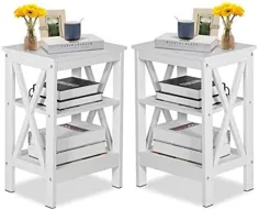 قفسه های ذخیره سازی پایه ایستاده شب میز جانبی V XELO مدرن همه کاره X با طرح کشوی مخصوص اتاق خواب برای اتاق نشیمن ، مجموعه ای از 2 عدد (سفید A2)