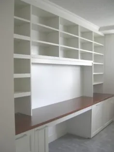 چگونه می توان با استفاده از قفسه های Ikea و کابینت های قدیمی ، ادارات ساخته شده در دفتر را تهیه کرد