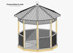 طرح های توکار 12 Feet Hip Roof Octagon Gazebo Plans