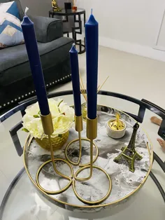 دارنده شمع مخروطی DSDecor 2 Pack میز نگهدارنده شمعدان فلزی ساخته شده از میز شمع تزئینی پایه نگهدارنده شمع مخصوص جشن عروسی مهمانی (طلا ، بزرگ)