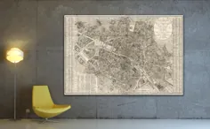 چاپ عتیقه پرنعمت نقشه تفصیلی خیابان پاریس روی مات |  اتسی