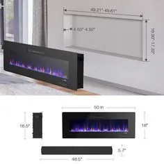 بخاری برقی دیواری شومینه برقی 50 اینچ - Walmart.com