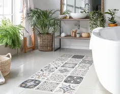 دکوراسیون حمام برچسب کف کاشی پرتغالی Funlife |  اتسی