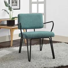 صندلی بازو مدرن مبلمان لهجه پارچه ای آبی فلزی مشکی یکپارچهسازی با سیستمعامل مشکی برای فروش آنلاین |  eBay