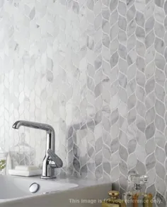 Li Decor (4.25sf. ، 4Pack در هر مورد) - الگوی برگ سفید Bianco Carrara با طرح کاشی موزاییک تزئینی از سنگ مرمر آشپزخانه حمام حمام Backsplash کف کاشی های دیواری