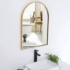 آینه های دیواری آینه دیواری آینه ای مینیمالیستی نوردیک حمام دیواری آینه ظرفشویی آینه ای شکل قوسی آینه ای شکل آینه ای زیبا و با دوام (رنگ: طلا ، اندازه: 40 * 60 سانتی متر)
