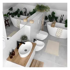 My Hygge Home در اینستاگرام: "عاشق طرح رنگی در این حمام خیره کننده - تازه و آرامش بخش ose # پارچه !!  .  پالت رنگ حمام fave شما چیست؟  .  عکس... "
