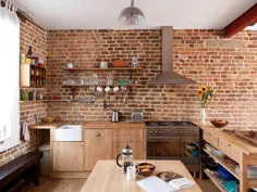 50 آشپزخانه مرسوم ، مد روز و بی انتها با دیوارهای آجری زیبا