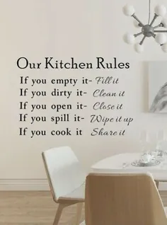 قوانین آشپزخانه ما 24 "x 16" جدید ... دیوار تزئینی وینیل سیاه
