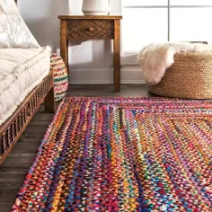 دست بافته Bohemian Colorful پنبه Chindi منطقه فرش چند رنگ دکوراسیون داخلی فرش فرش طبقه تزئین Carpe