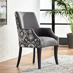 صندلی ناهار خوری پارچه ای خاکستری چاپ شده Kasen - # 80V04 |  لامپ به علاوه