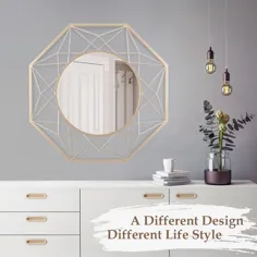 قاب های طلایی آینه وان تزئینی آینه دیواری 8 طرفه هندسی