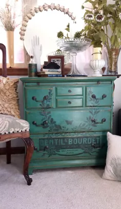RESERVED for Marianne Vintage Night Stand Aqua Painted |  اتسی