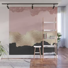 Rose Gold Glitter Black Pink Abstract Girly Art Wall Mural by La Femme - 8 'X 8'