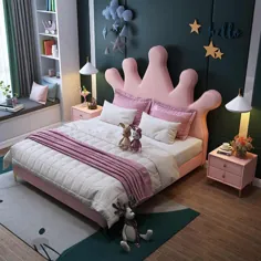 تختخواب پرنسس تخت خواب کودکان قلعه خواب اتاق خواب 1.2 متر 1.5 متر 1.8 متر پارچه تخت خواب یک نفره تخت خواب دو نفره صورتی کودک |  |  - AliExpress