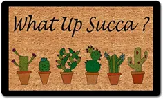 تشک های درب خوش آمدید ضد لغزش تشک آشپزخانه What What Up Succa Funny Cute Cactus Doormat Doomsat ضد لغزش تشک درب آشپزخانه خنده دار تزئینات خانگی ضد لغزش Mats18 "(W) x 30" (L) برای راه ورودی