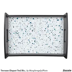 سینی سرویس یکپارچهسازی با سیستمعامل خاکستری آبی سبز سفید Terazzo |  Zazzle.com
