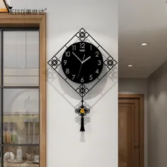 ساعت دیواری آونگ تزئینی بزرگ آکریلیک سبک چینی طراحی مدرن اتاق نشیمن دکوراسیون خانه تابلوچسبها - دیوار چوبی - تزئین زندگی خانه خود