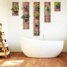 کاشت دیواری - گلدان آویز چوبی برای گیاهان داخلی ، صفحه قاب آویز نگهدارنده ساکولنت گیاه هوا ، باغ عمودی ، تزئین دیوار برای اتاق نشیمن حمام