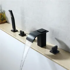 شیر آب حمام مشکی آبشار با دوش دستی 5 تکه / ست