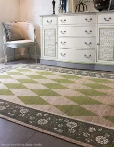 چگونه می توان فرش زیبا سیزال را با رنگ گچ استنسیل کرد
