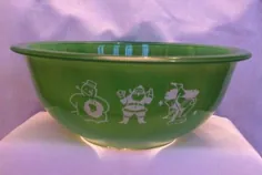 Vintage Pyrex RARE Green SEASON'S GREETING Promo Bowl 323 |  # 1811206806