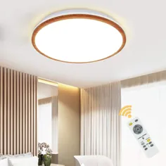 چراغ سقفی کم نور DLLT LED 35W ، چراغ سقفی فلاش مونتاژ با ریموت برای اتاق نشیمن / اتاق خواب / اتاق غذاخوری / روشنایی آشپزخانه ، تایمر ، 3 رنگ روشن قابل تغییر ، چوبی