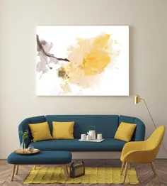 یک لمس سبک.  نقاشی گل ، هنر سفید گل زرد ، چاپ انتزاعی بزرگ هنر بوم معاصر چاپ تا 72 اینچ »توسط ایرنا اورلوف