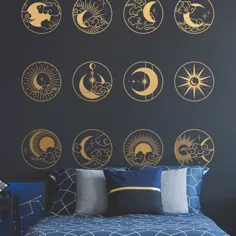 عکس برگردان عرفانی خورشید ماه |  عناصر آسمانی عکس برگردان دیواری |  انسان در ماه |  هنر وال عرفانی