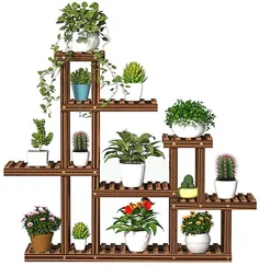 پایه چوبی گیاهی - جایگاه گیاهان داخل سالن برای گیاهان متعدد - قفسه گل چوب جامد کاج