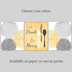 چاپ هنر آشپزخانه |  تزیین دیواری آشپزخانه |  مجموعه ای از 3 چاپ |  بوم یا کاغذ |  رنگهای خود را انتخاب کنید