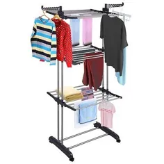 3Tier Stainless Laundry Organizer Folding Drying Rack خشک کن لباس آویز پایه 637509434830 |  eBay