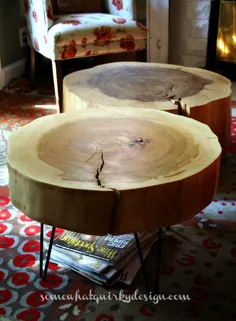 جدول DIY از برش های درخت بزرگ