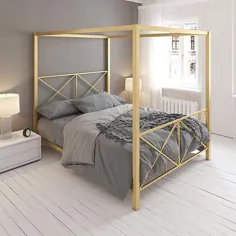 تخت خواب تاج سایبان کامل ریز طلا