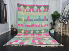 فرش شگفت انگیز مراکشی ، فرش دستباف بوژاد ، فرش Azilal ، مراکش معتبر ، فرش هندسی سبز ، فرش Berber ، فرش Bohemian ، Tapis Marocain