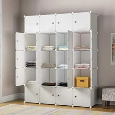 ذخیره سازی مکعب بزرگ KOUSI - مکعب عمیق 14 "x18" (20 مکعب) سازمان دهنده قفسه ها کمد لباس کمد ذخیره سازی ذخیره سازی کابینت قفسه قفسه قفسه کتاب سازمان اسباب بازی ، سفید