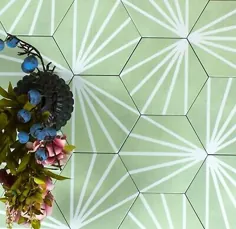 نمونه کاشی: کاشی های دیواری و کف چینی شش ضلعی دکوراسیون سبز قاصدک |  eBay