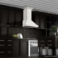آشپزخانه و حمام ZLINE ZLINE 30 in. هود کوهی دیواری چوبی به رنگ سفید - شامل موتور-KBTT-30 - انبار خانه
