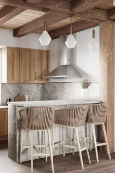 نوار صبحانه آشپزخانه کوچک Idea-Inside House CZ طبقه پایین توسط Ruda Studio