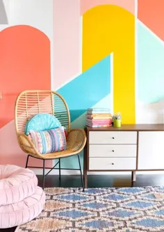 32 دیوار رنگ هندسی خلاقانه برای بالا بردن دکوراسیون اتاق شما