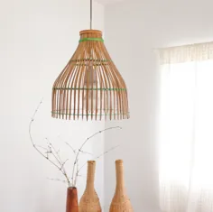آویز بامبو چراغ آویز روشن دست ساز بامبو خانگی |  اتسی