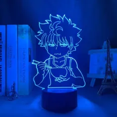 چراغ LED Tatapai Hunter X Hunter Killua برای دکوراسیون اتاق کودکان Hxh LED Light Night Anime Gift Acrylic Neon Lamp 3D Killua Cute-16 Colors with Remote Control