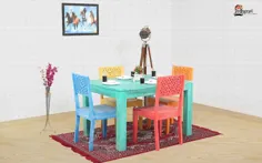 مجموعه غذاخوری Multicolour Pearl 4 Seater اکنون از مبلمان Jodhpuri خریداری کنید