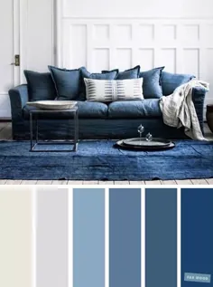 بهترین طرح های رنگی اتاق نشیمن - پالت رنگی آبی و خاکستری روشن