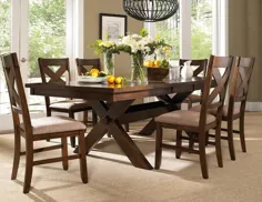 سرویس غذاخوری چوبی جامد 7 پارچه کاروان با میز و 6 صندلی