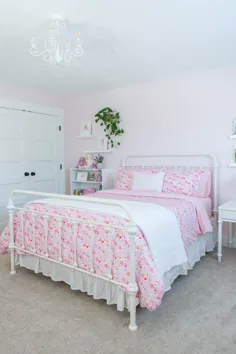 اتاق خواب دخترانه با موضوع گل صورتی |  خانه گلدار