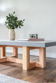 مجموعه هندسی بتن و چوب: میز قهوه