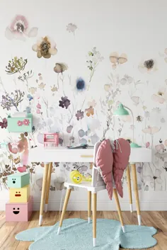 نقاشی دیواری دیواری دلپذیر آبرنگ گل مروارید با دست |  اتسی
